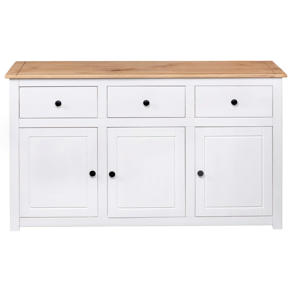 Sideboard White 135x40x80 cm Solid Pinewood Panama Range