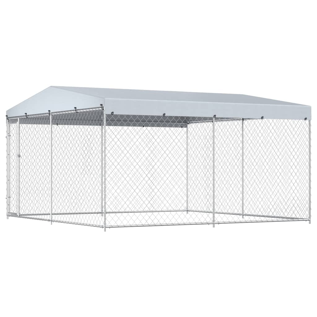 Outdoor Dog Kennel with Roof 382x382x225 cm