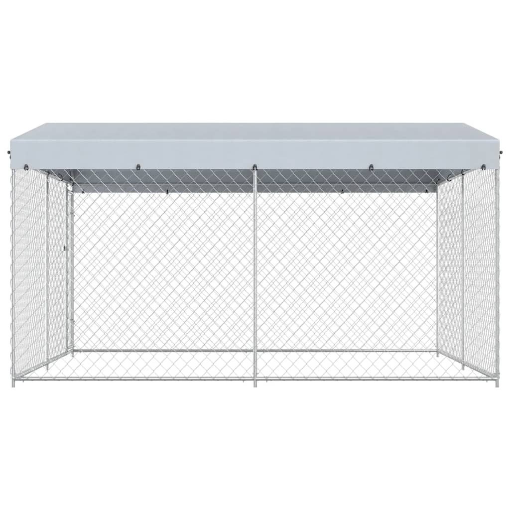 Outdoor Dog Kennel with Roof 382x382x225 cm