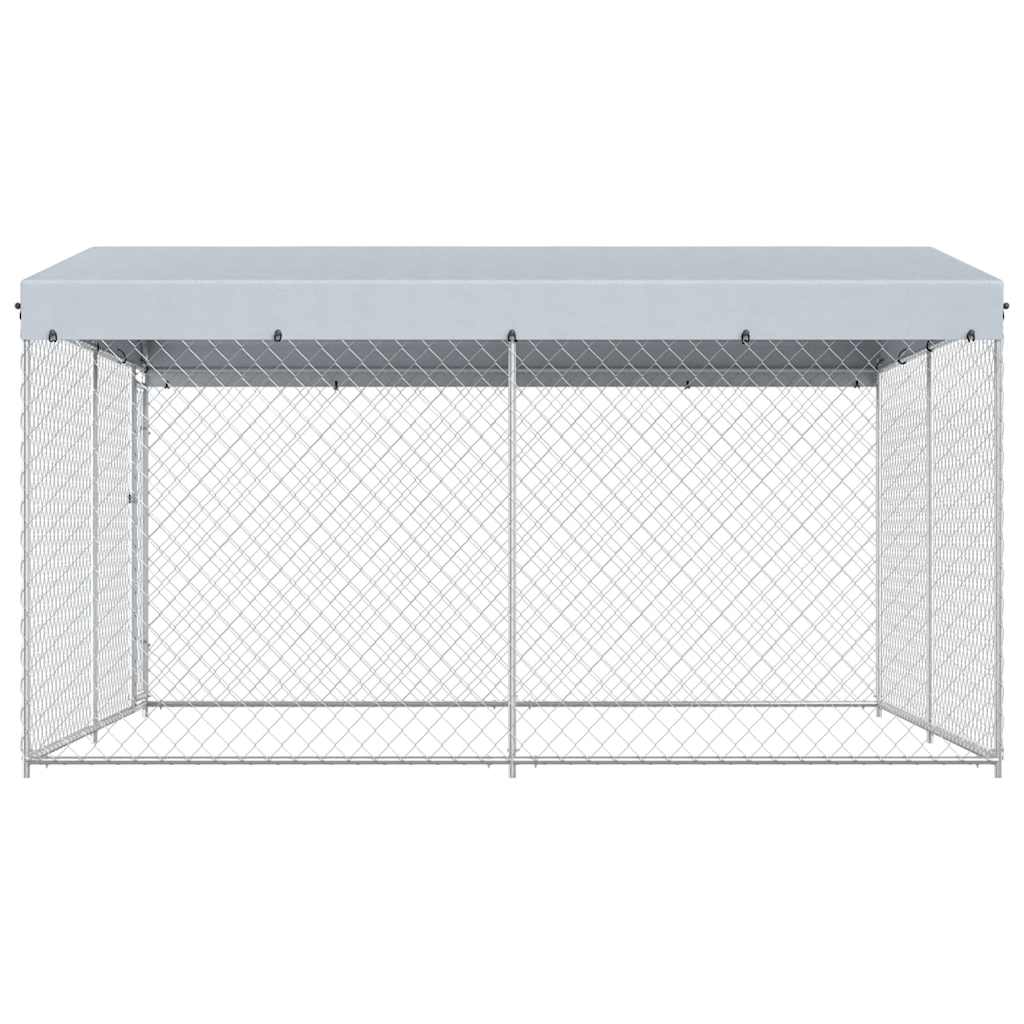 Outdoor Dog Kennel with Roof 382x382x225 cm