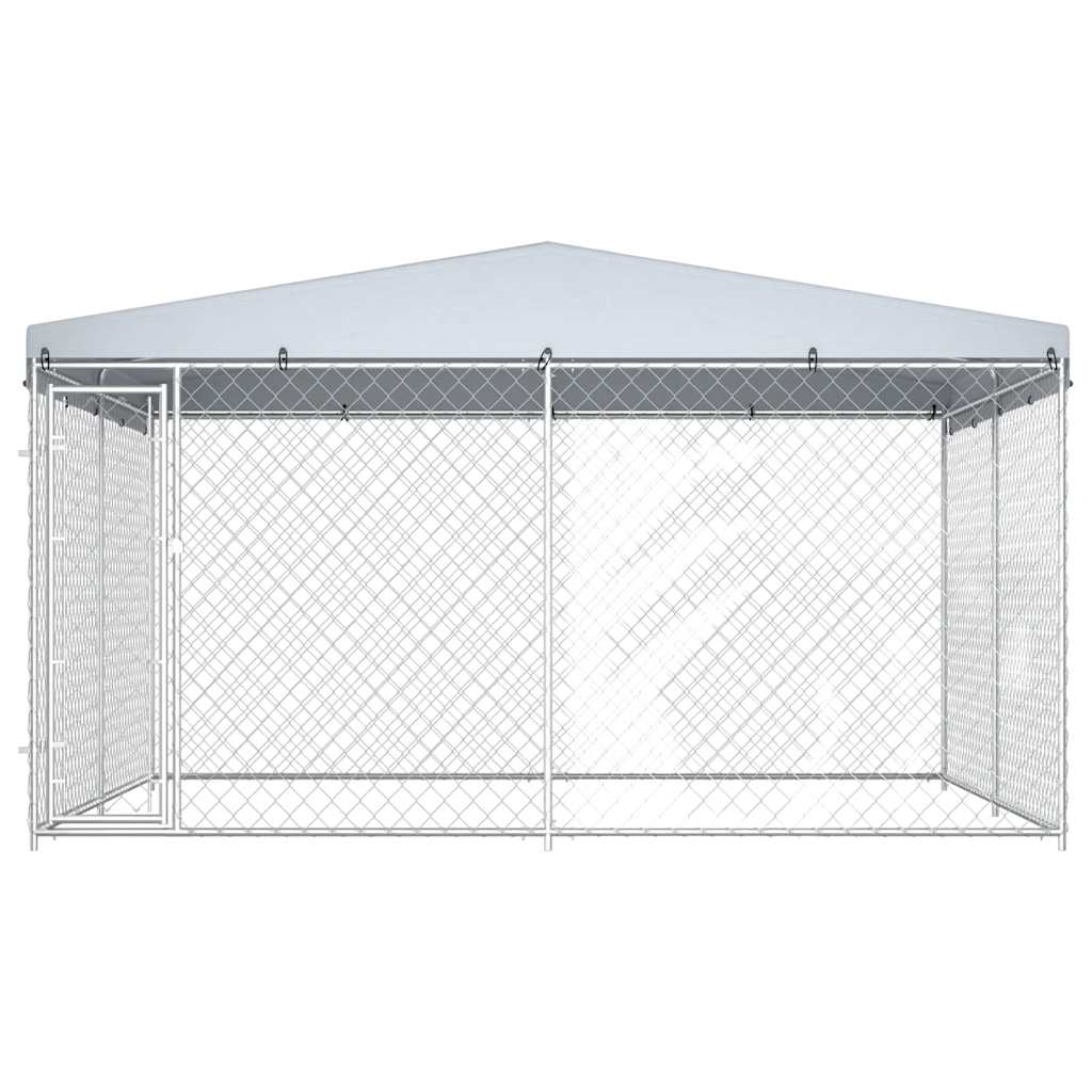 Outdoor Dog Kennel with Roof 382x382x225 cm