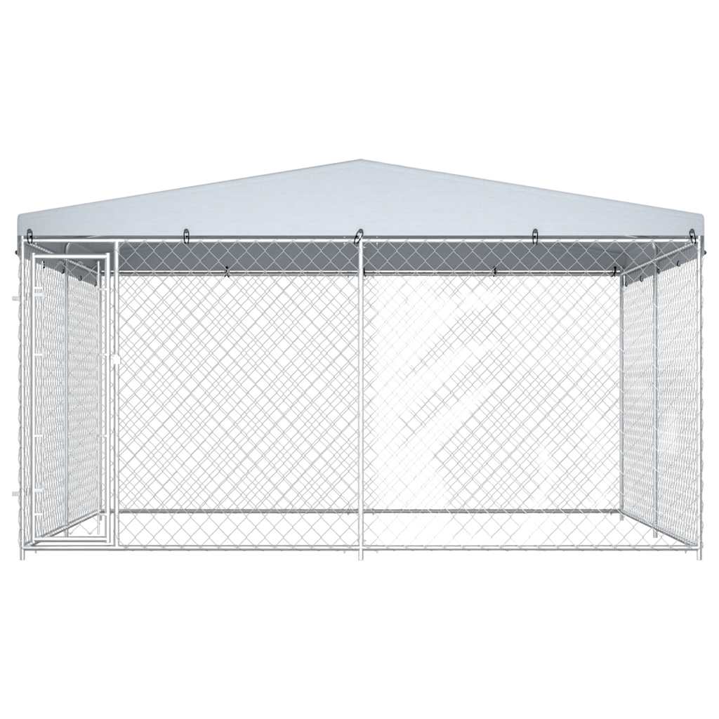 Outdoor Dog Kennel with Roof 382x382x225 cm