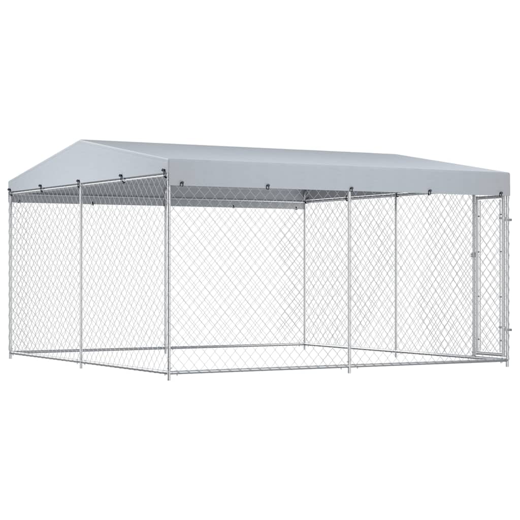 Outdoor Dog Kennel with Roof 382x382x225 cm