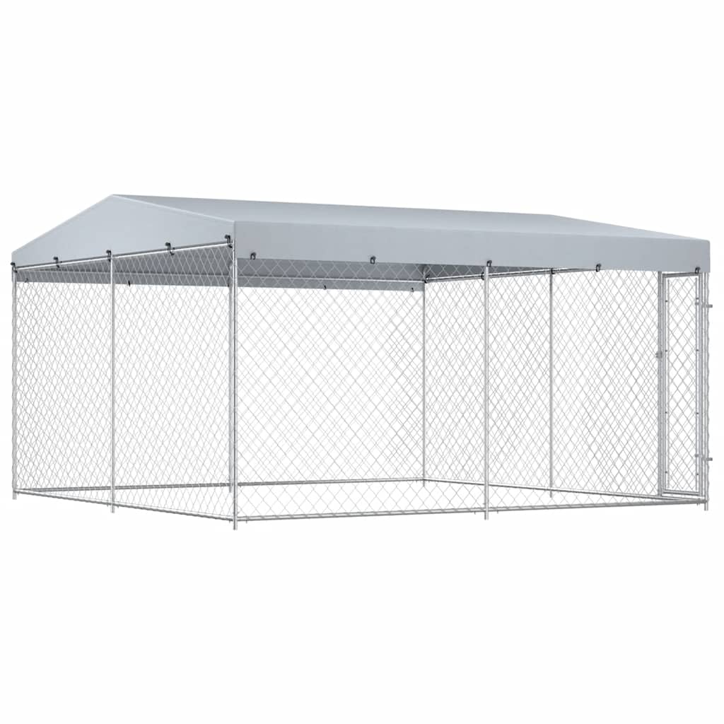 Outdoor Dog Kennel with Roof 382x382x225 cm