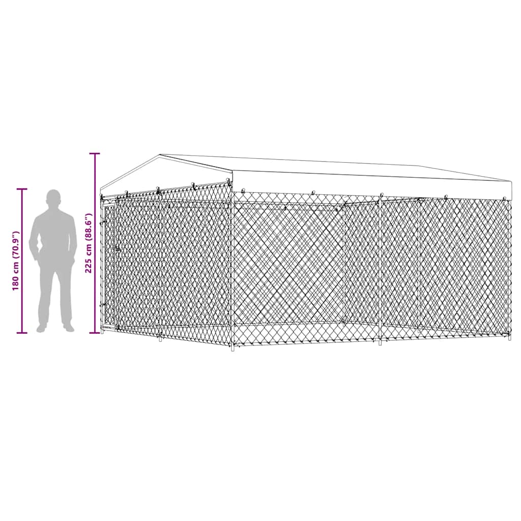 Outdoor Dog Kennel with Roof 382x382x225 cm