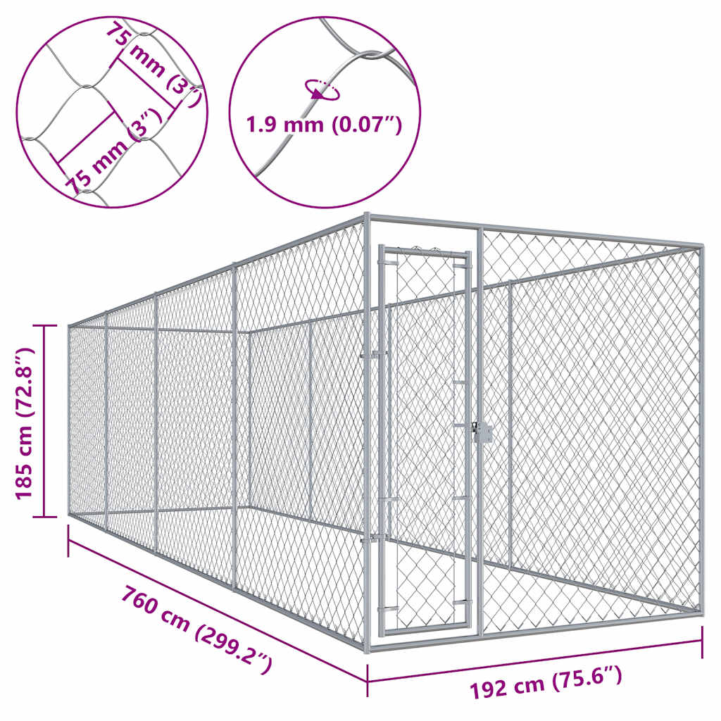 Outdoor Dog Kennel 760x192x185 cm