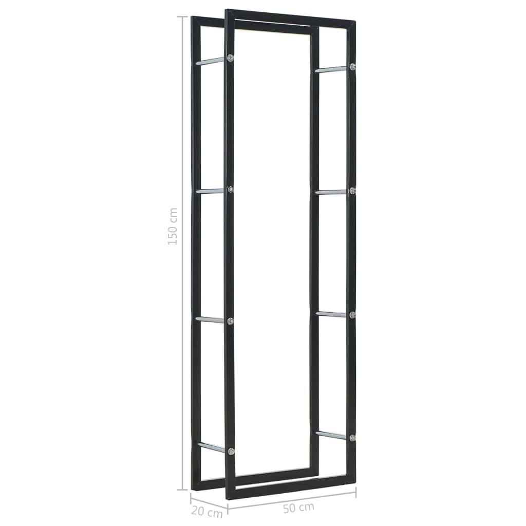 Firewood Rack Black 50x20x150 cm Steel