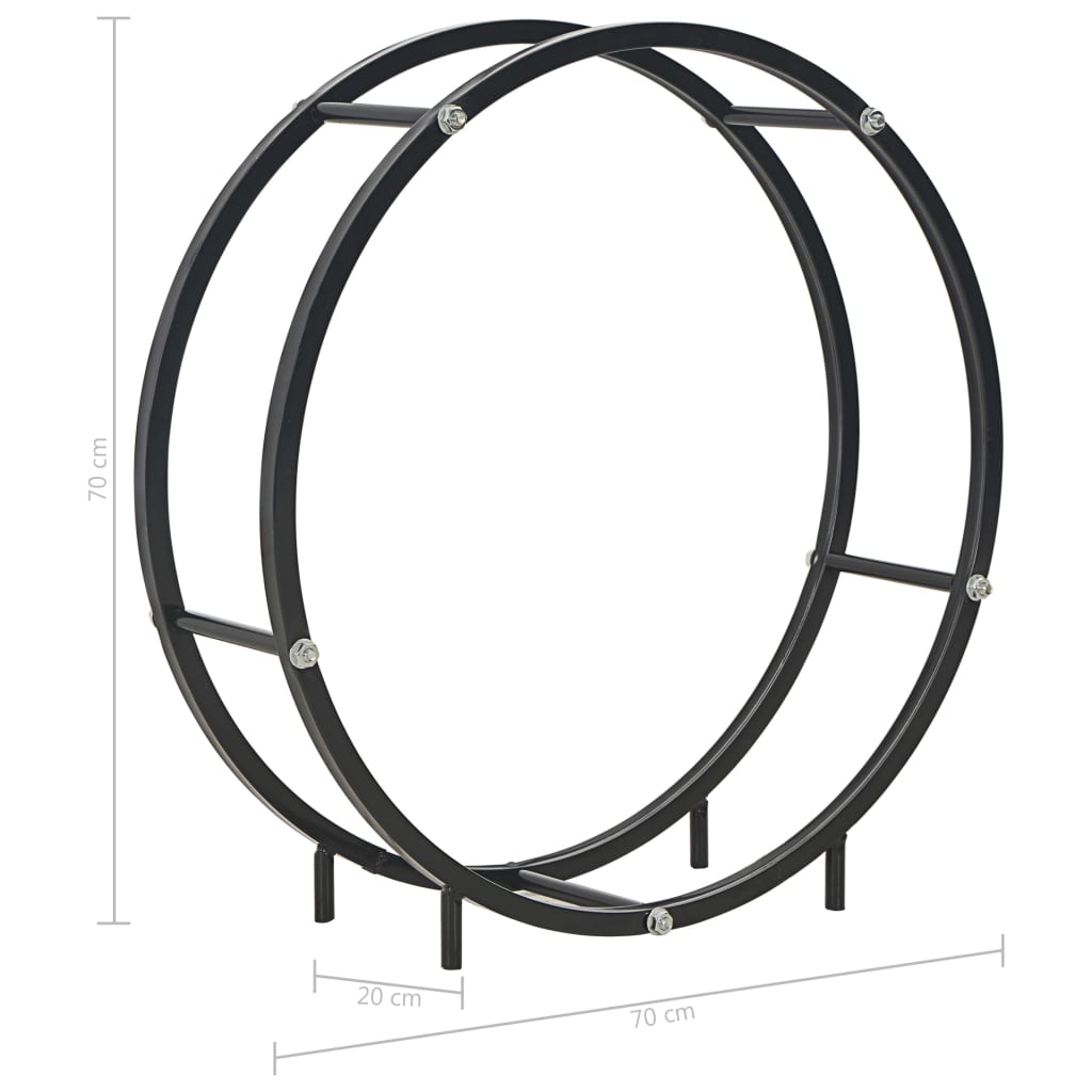 Firewood Rack Black 70x20x70 cm Steel