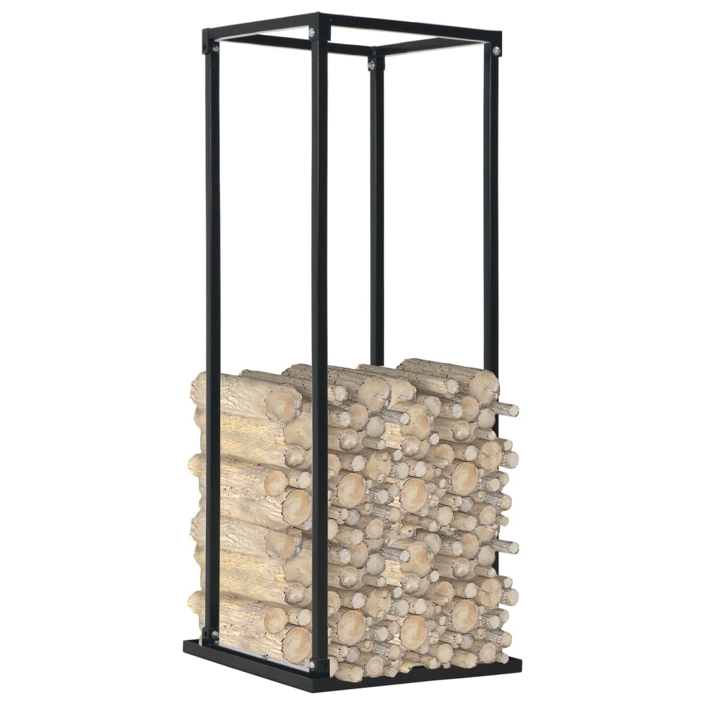 Firewood Rack with Base Black 37x37x113 cm Steel