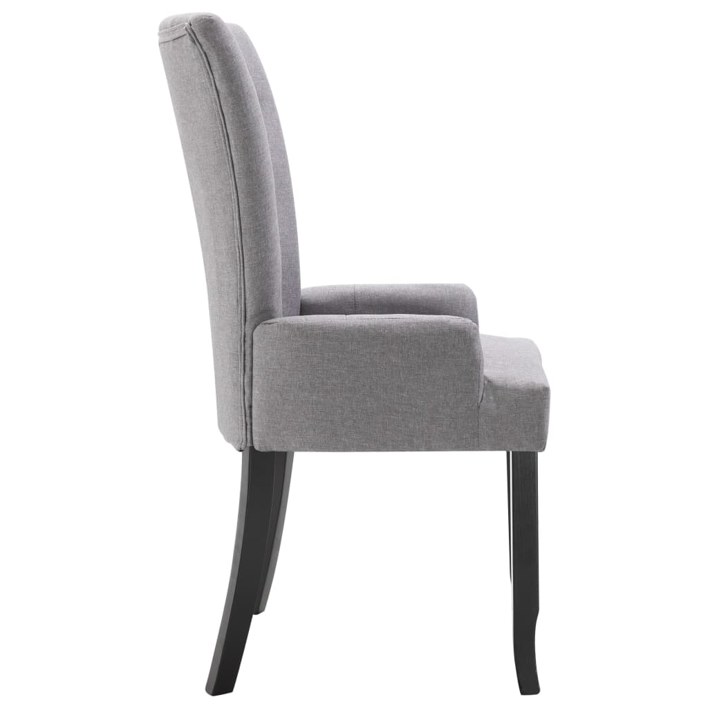 Dining Chairs with Armrests 2 pcs Light Grey Fabric