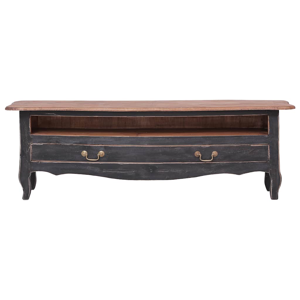 TV Cabinet 120x30x40 cm Black Solid Mahogany Wood