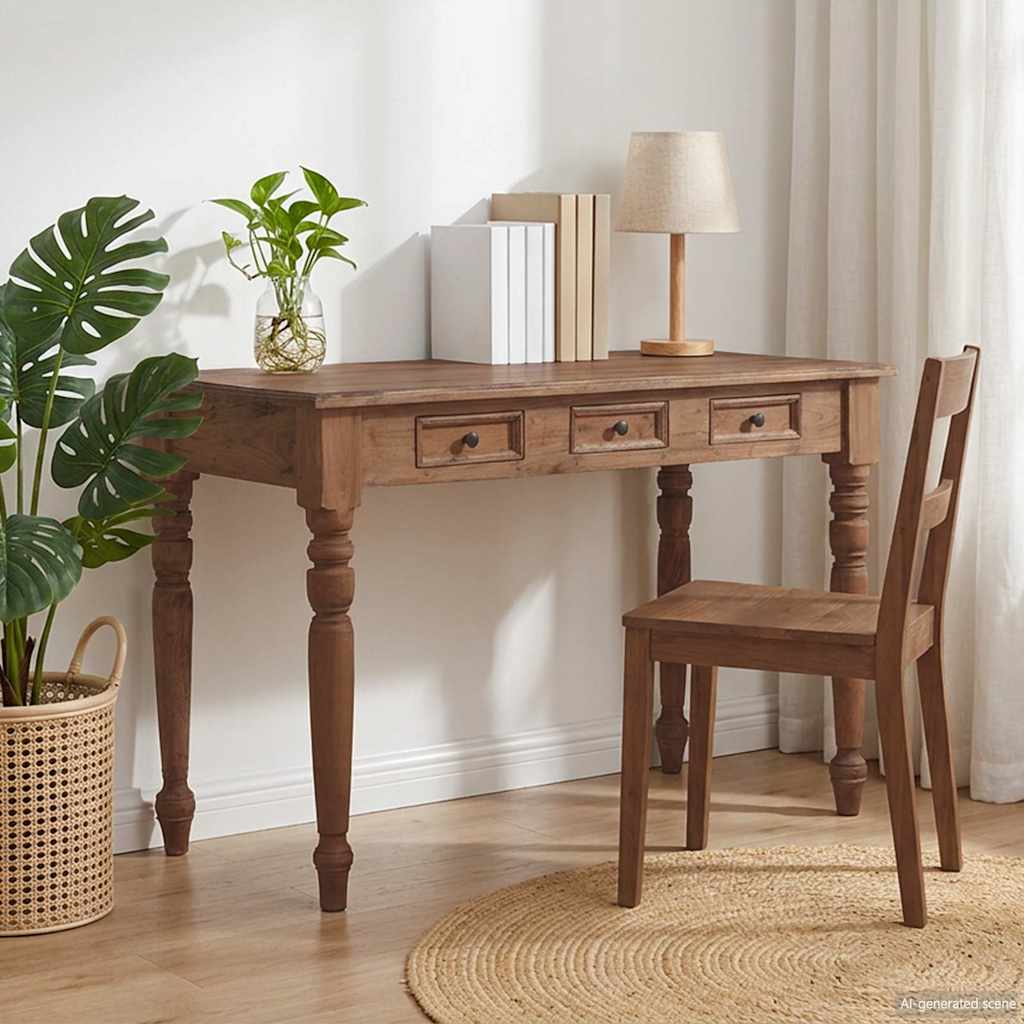 Desk with Drawers 117x57x75 cm Solid Mahogany Wood