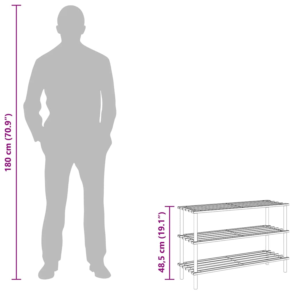 3-Tier Shoe Rack Solid Fir Wood