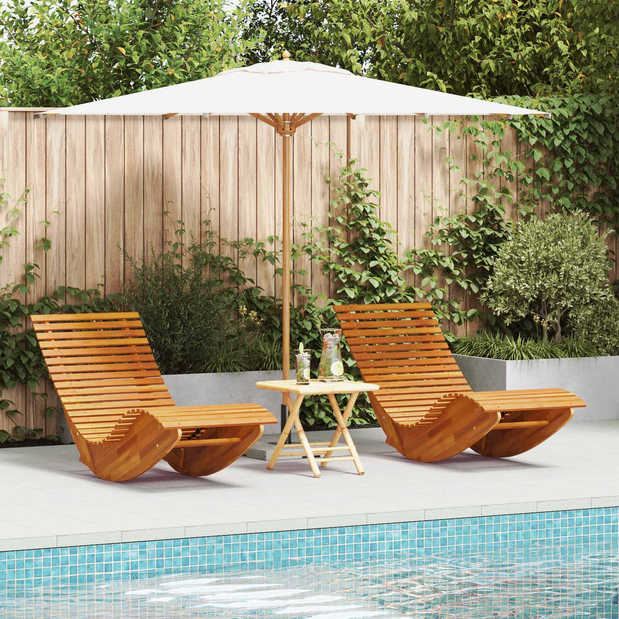 Rocking Sun Loungers 2 pcs Solid Wood Acacia