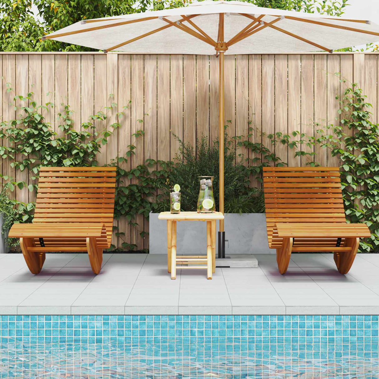 Rocking Sun Loungers 2 pcs Solid Wood Acacia