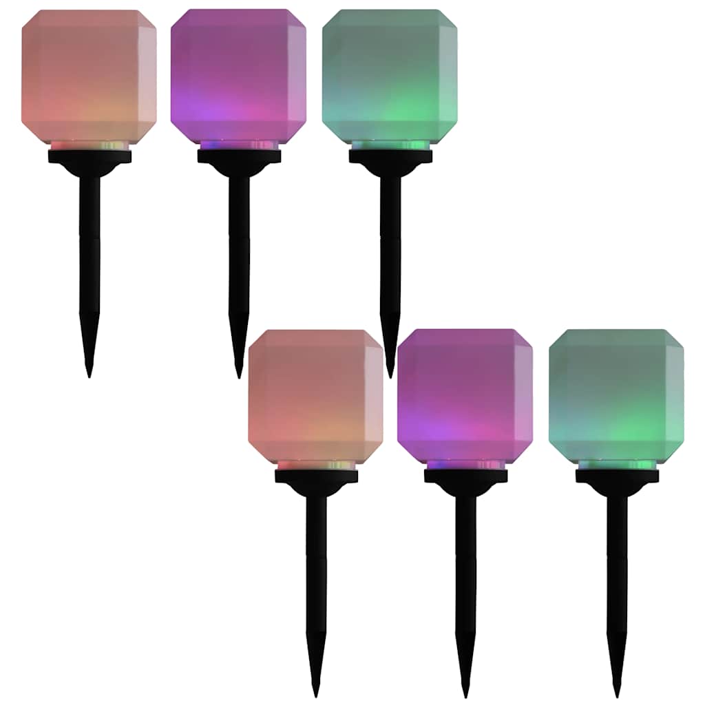 Outdoor Solar Lamps 6 pcs LED Cubic 20 cm RGB