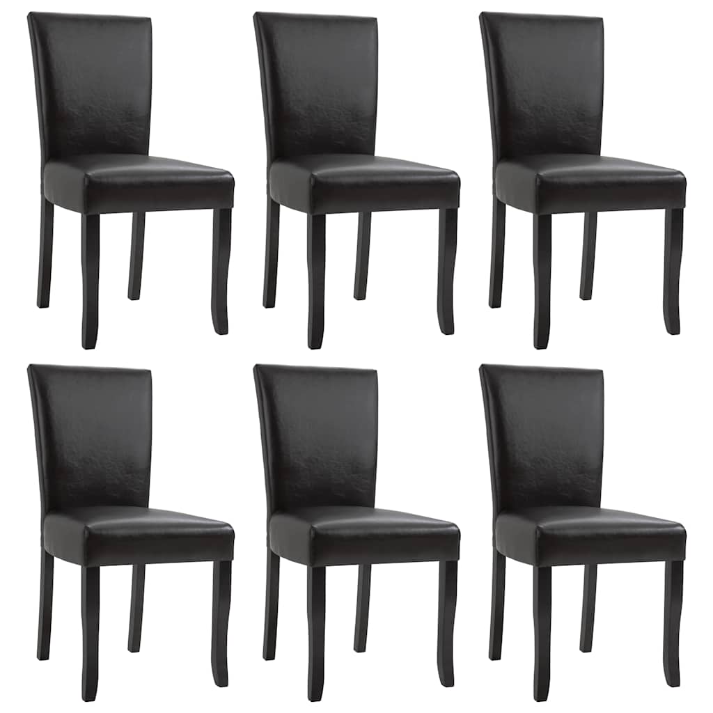 Dining Chairs 6 pcs Dark Brown Faux Leather