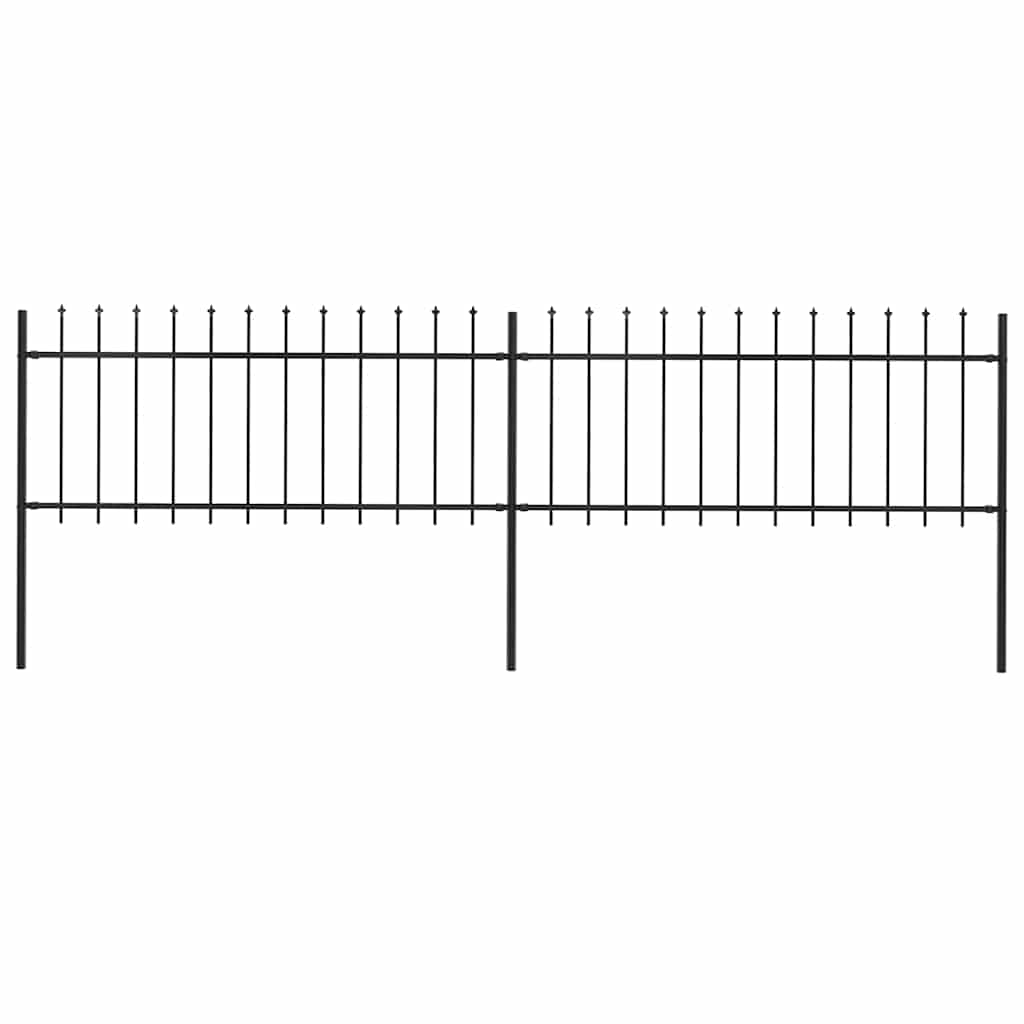 Garden Fence with Spear Top Steel 359x80 cm Black