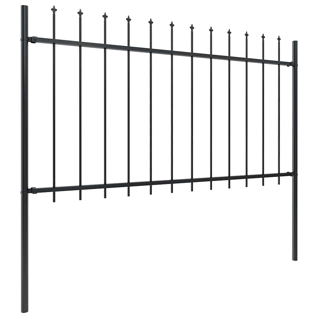 Garden Fence with Spear Top Steel 1426x100 cm Black