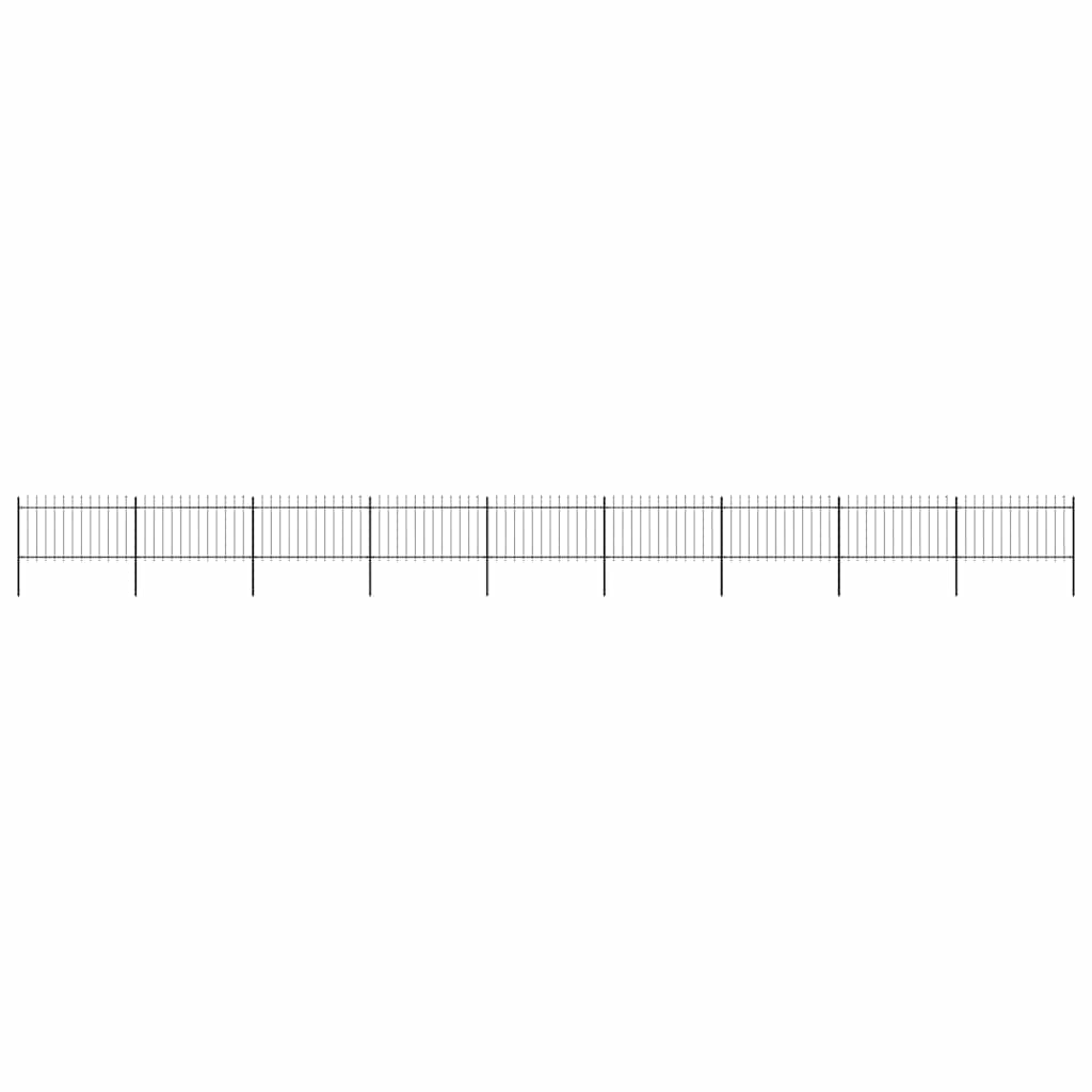 Garden Fence with Spear Top Steel 1506x100 cm Black