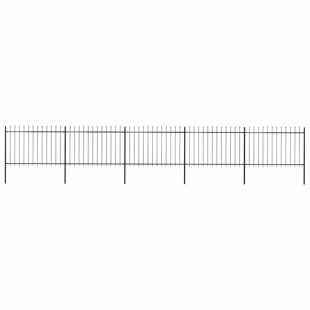 Garden Fence with Spear Top Steel 838x120 cm Black