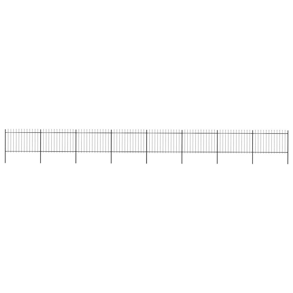 Garden Fence with Spear Top Steel 1339x120 cm Black