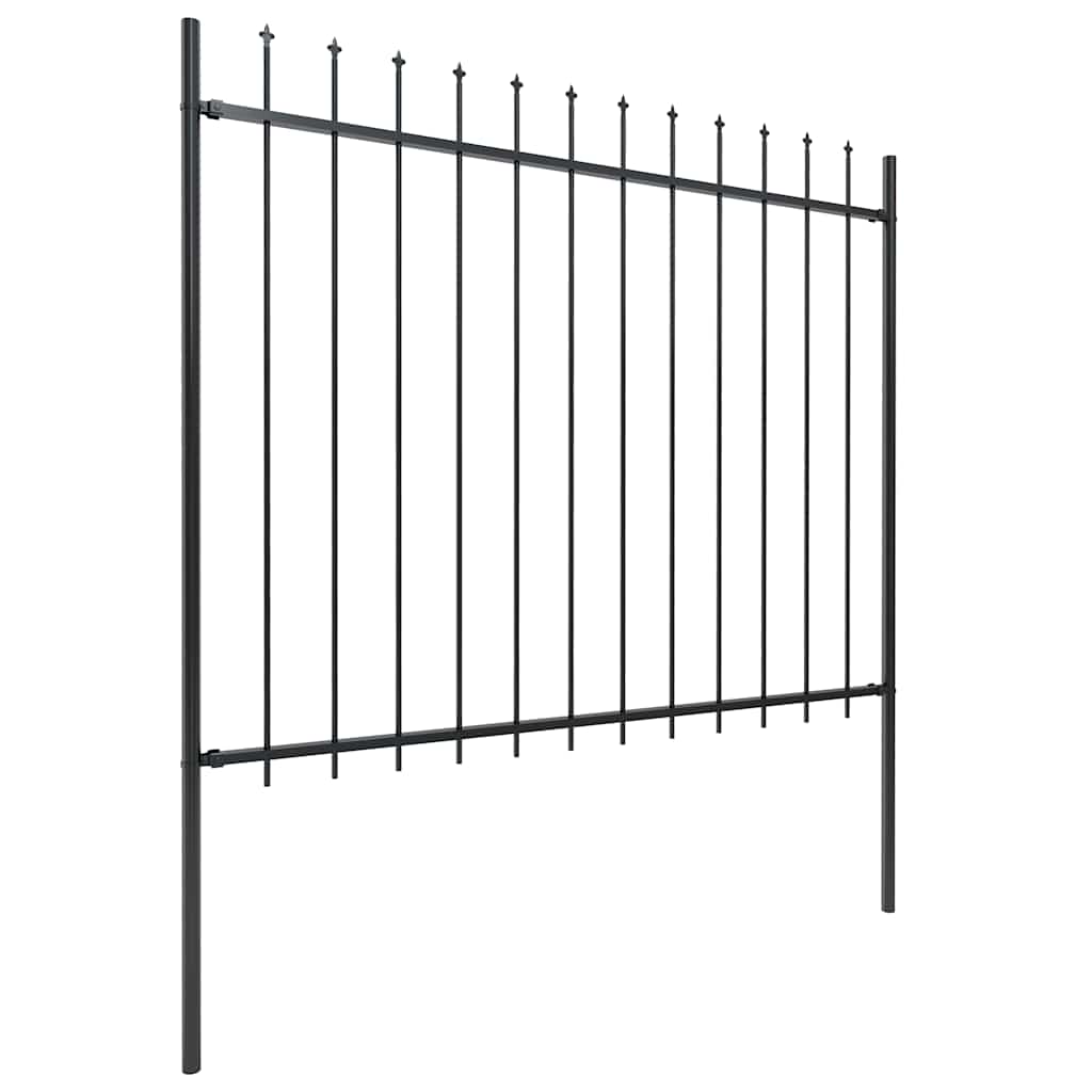 Garden Fence with Spear Top Steel 359x150 cm Black