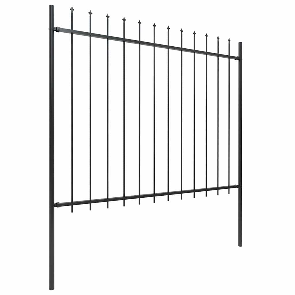 Garden Fence with Spear Top Steel 1070x150 cm Black