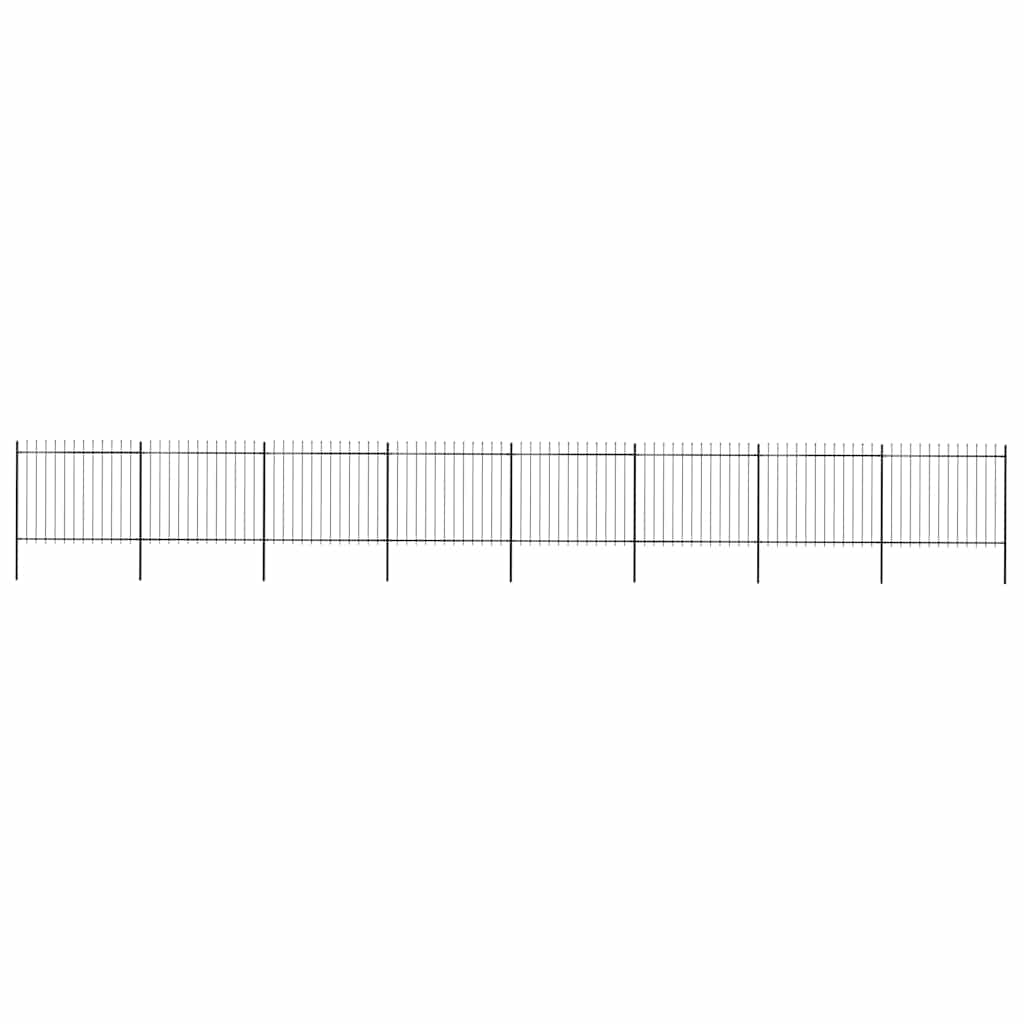 Garden Fence with Spear Top Steel 1339x150 cm Black