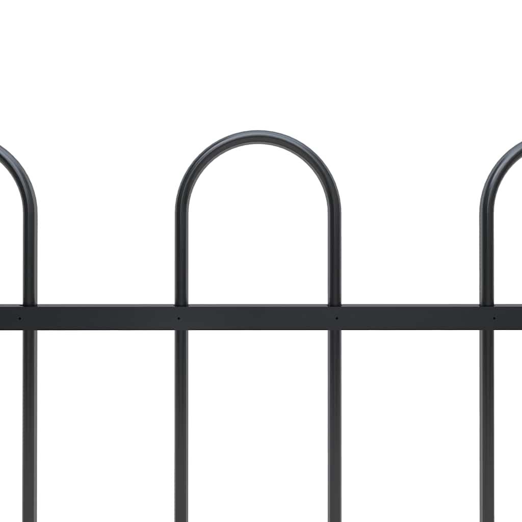 Garden Fence with Hoop Top Steel 1426x60 cm Black