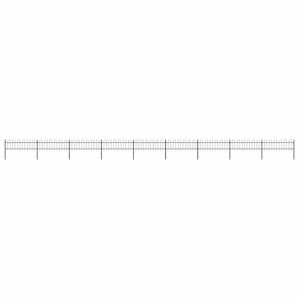 Garden Fence with Hoop Top Steel 1506x60 cm Black