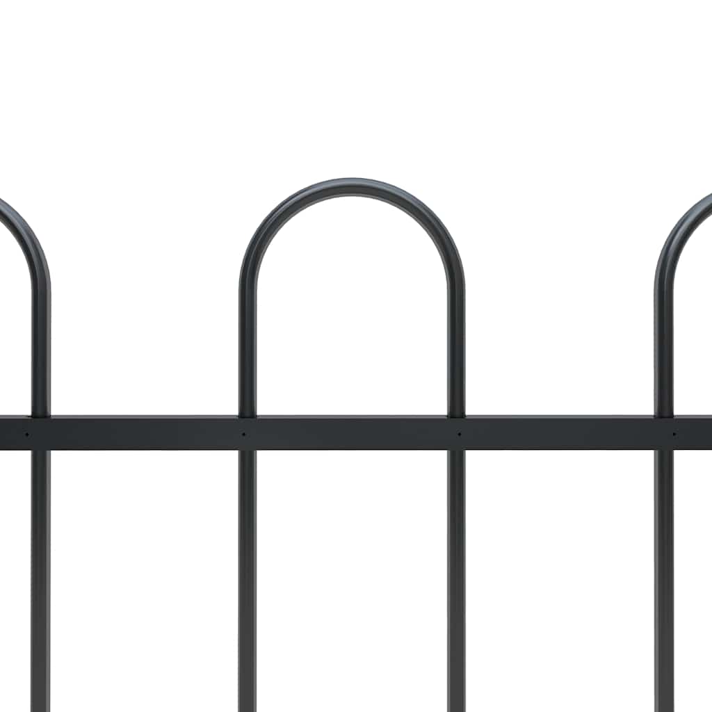Garden Fence with Hoop Top Steel 1603.5x60 cm Black