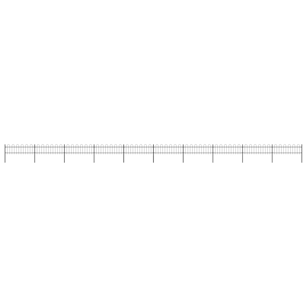 Garden Fence with Hoop Top Steel 1781.5x60 cm Black