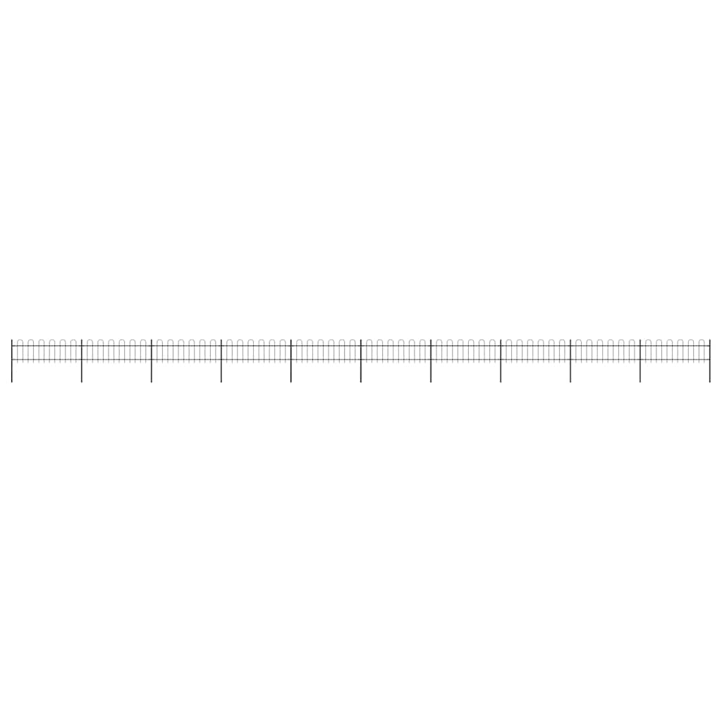 Garden Fence with Hoop Top Steel 1673x60 cm Black