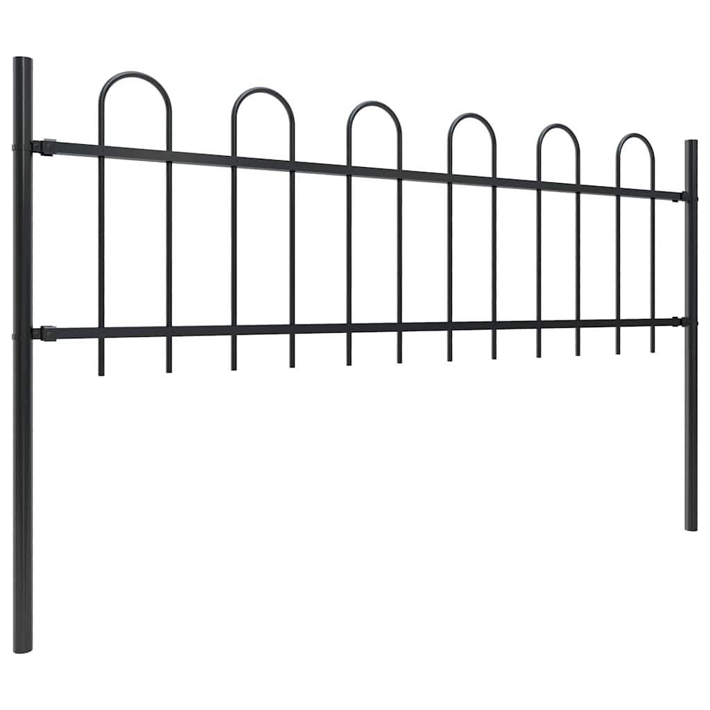 Garden Fence with Hoop Top Steel 1781.5x60 cm Black