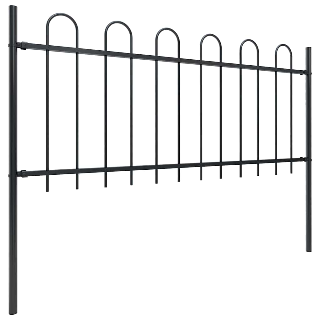 Garden Fence with Hoop Top Steel 714.5x80 cm Black