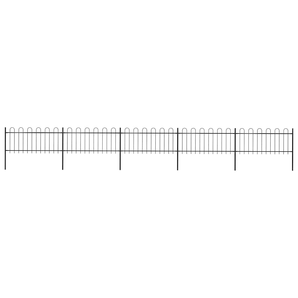 Garden Fence with Hoop Top Steel 892.5x80 cm Black