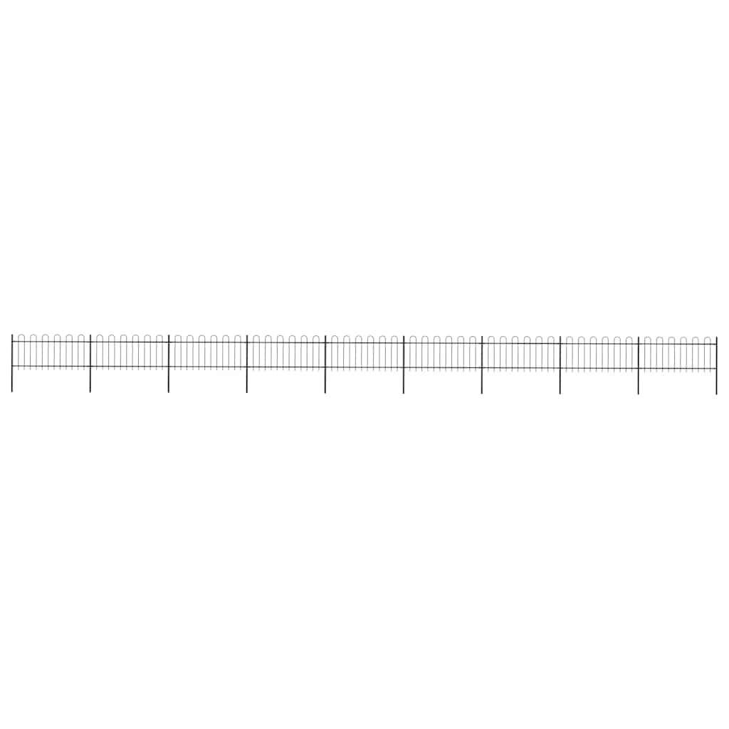 Garden Fence with Hoop Top Steel 1603.5x80 cm Black