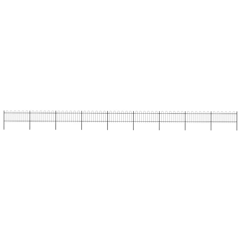 Garden Fence with Hoop Top Steel 1506x80 cm Black