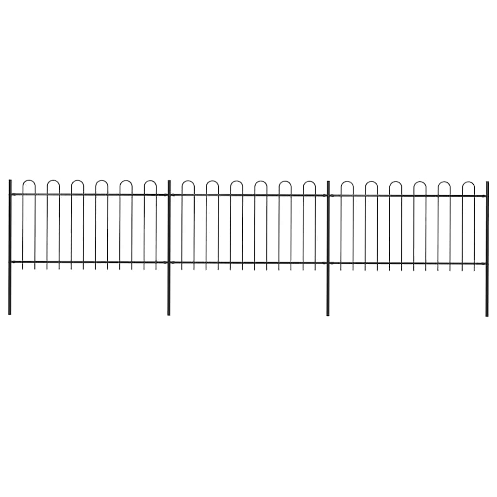 Garden Fence with Hoop Top Steel 537x100 cm Black