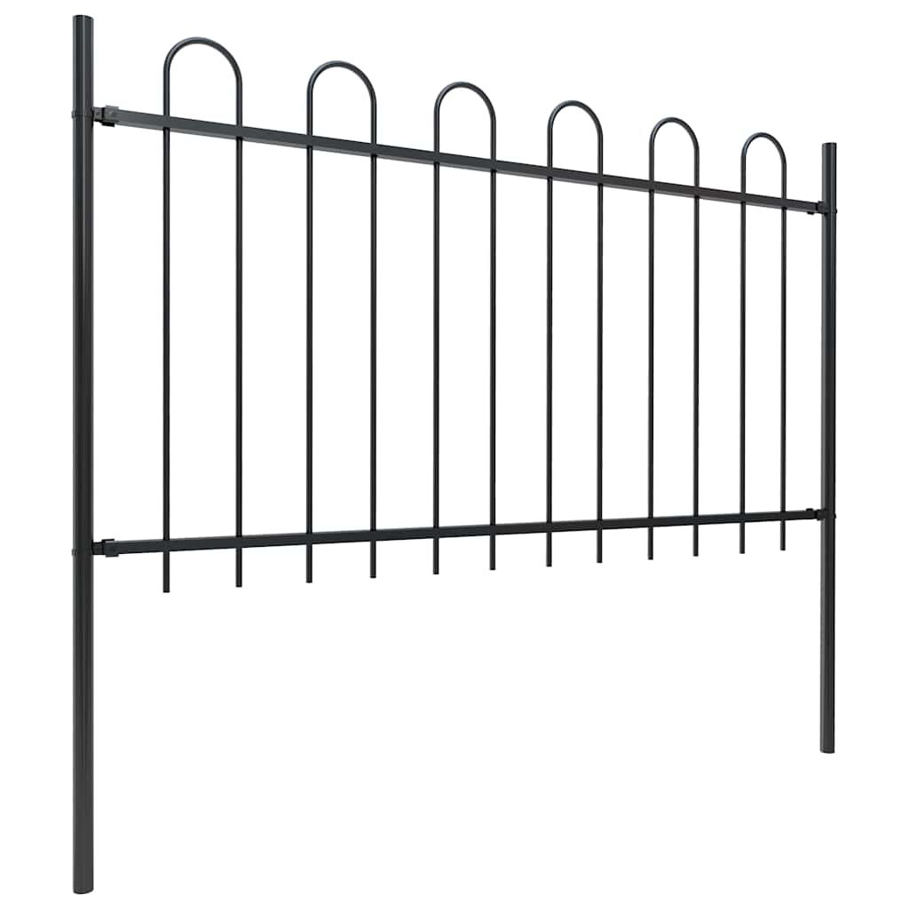Garden Fence with Hoop Top Steel 537x100 cm Black