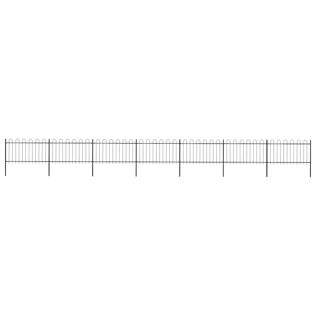 Garden Fence with Hoop Top Steel 1248x100 cm Black