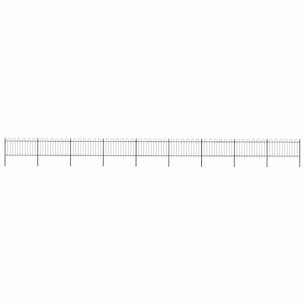Garden Fence with Hoop Top Steel 1506x100 cm Black