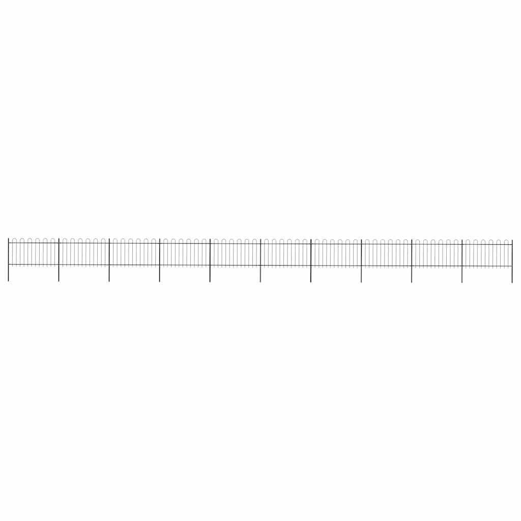 Garden Fence with Hoop Top Steel 1673x100 cm Black