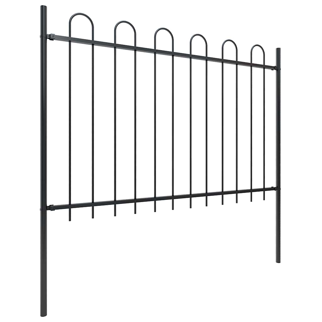 Garden Fence with Hoop Top Steel 504x120 cm Black