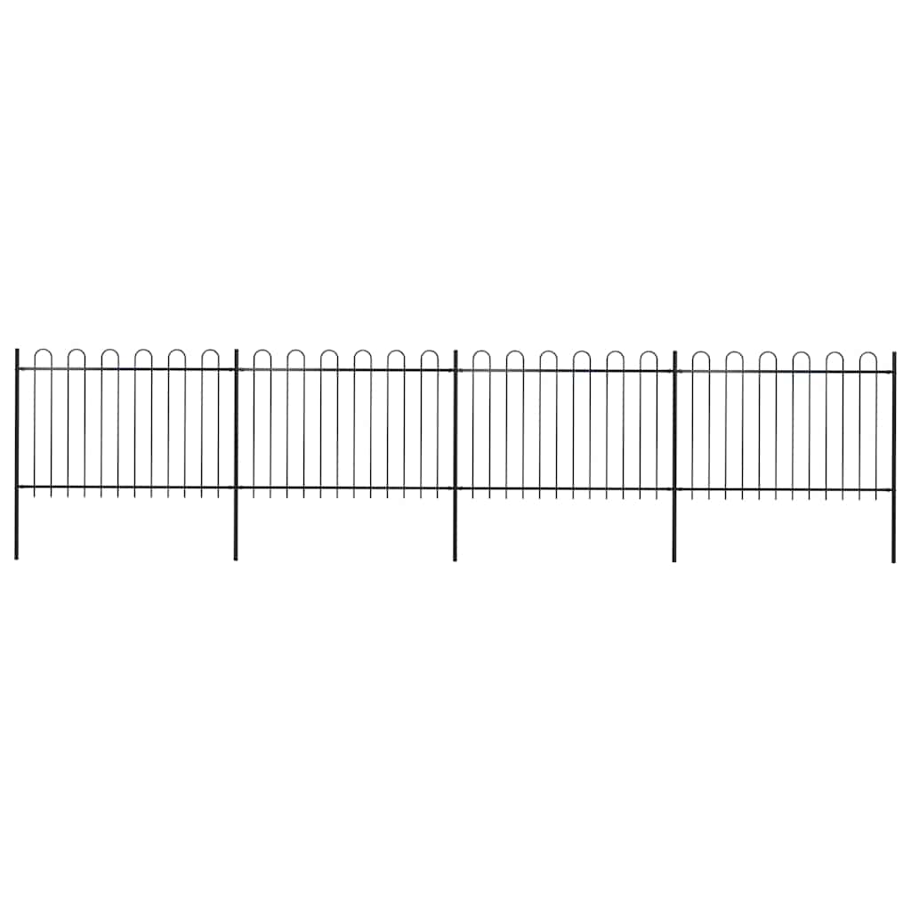 Garden Fence with Hoop Top Steel 671x120 cm Black