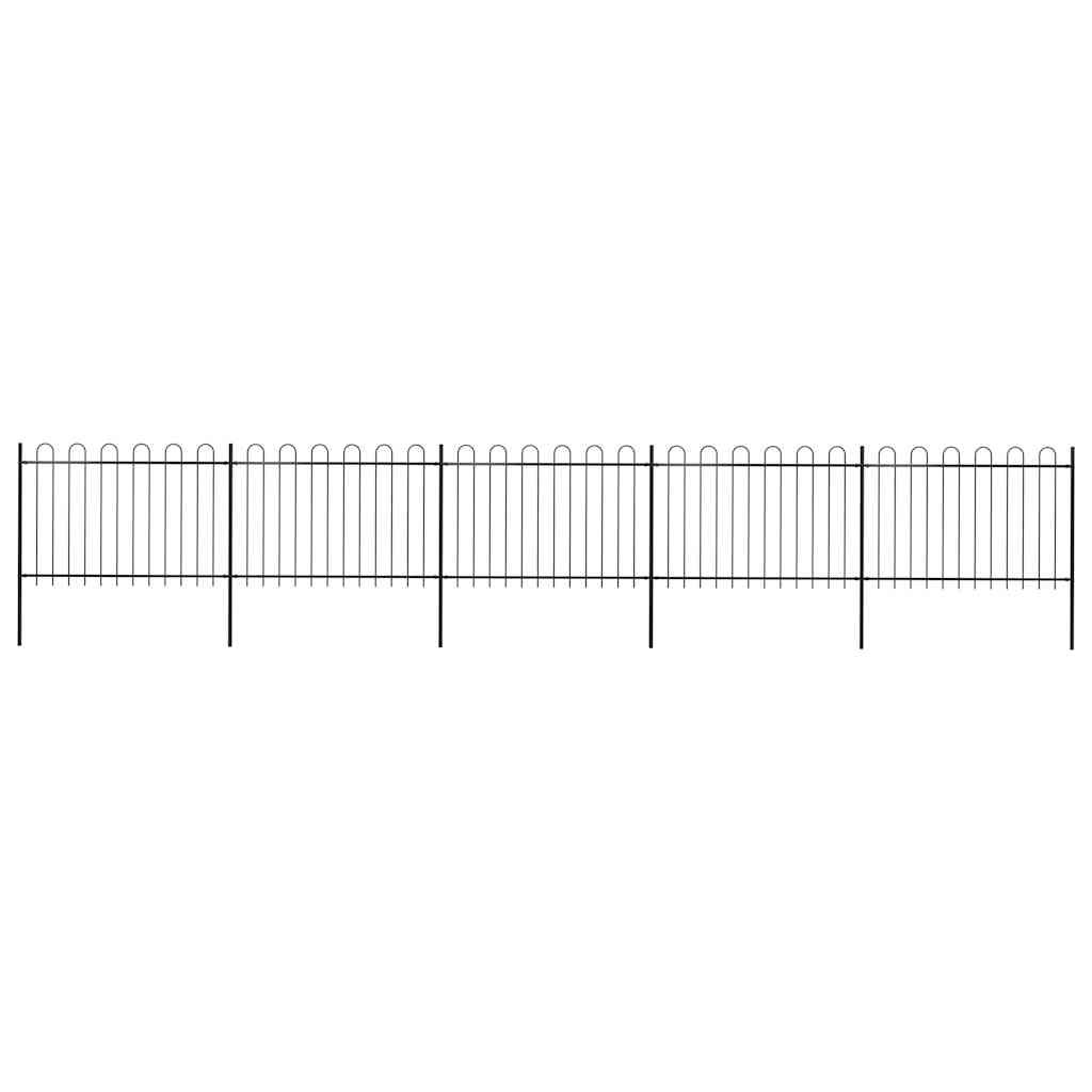 Garden Fence with Hoop Top Steel 838x120 cm Black