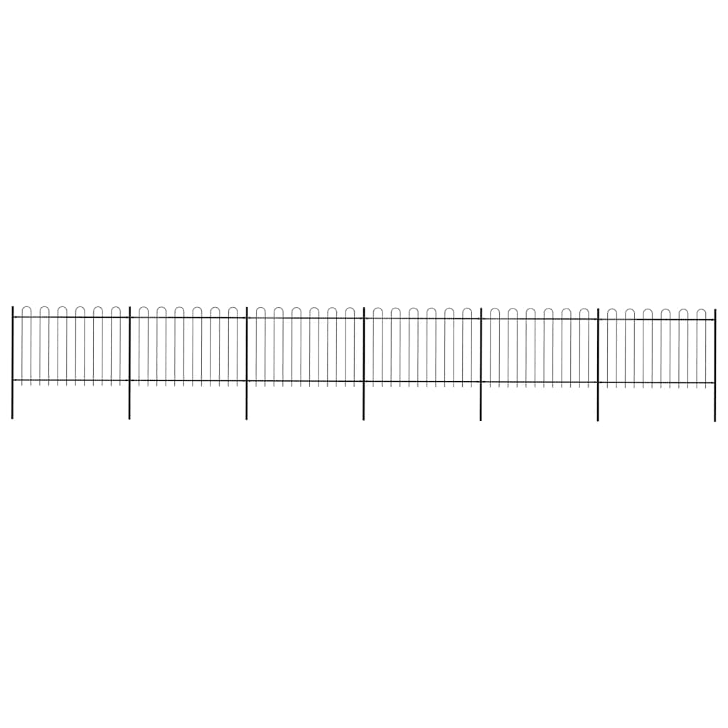 Garden Fence with Hoop Top Steel 1005x120 cm Black