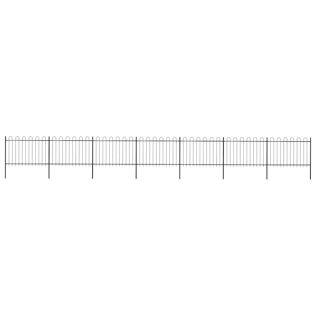 Garden Fence with Hoop Top Steel 1172x120 cm Black