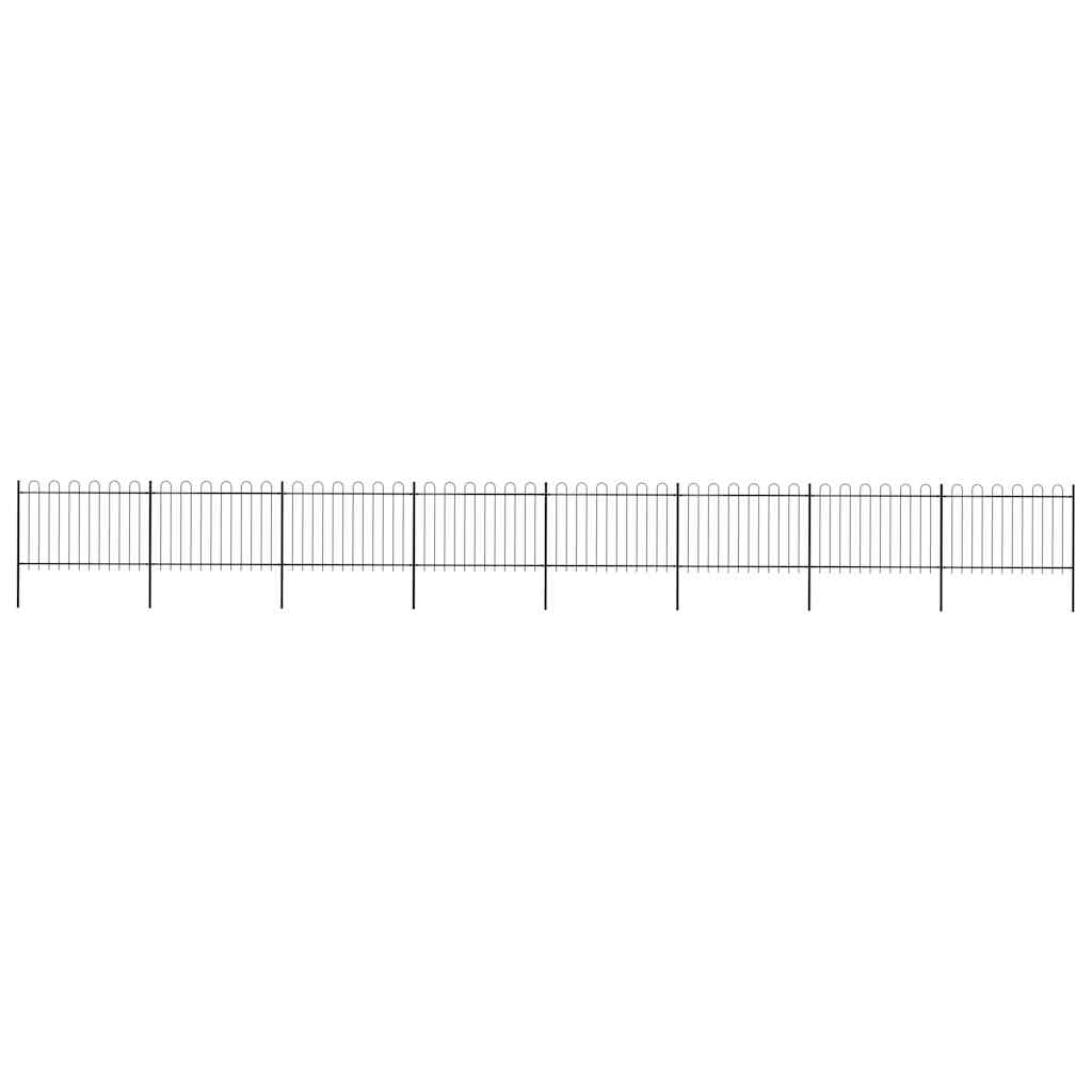 Garden Fence with Hoop Top Steel 1339x120 cm Black
